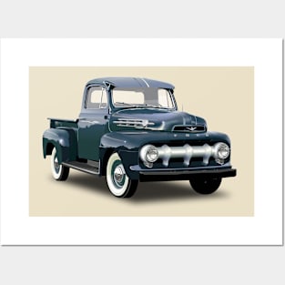 1952 Ford F100 Pickup Truck Blue Posters and Art